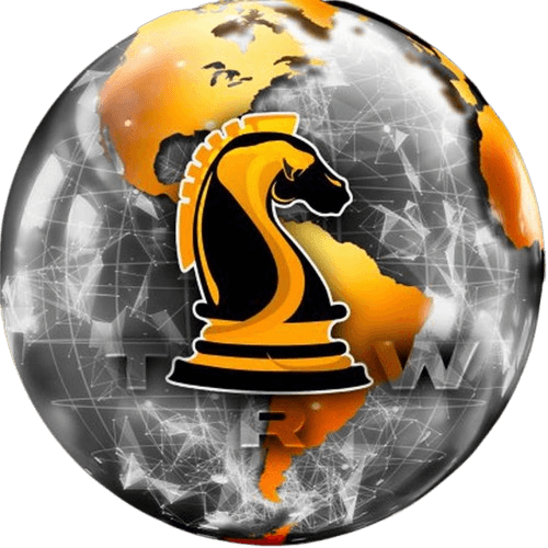 THE REAL WORLD token logo with globe and chess knight emblem